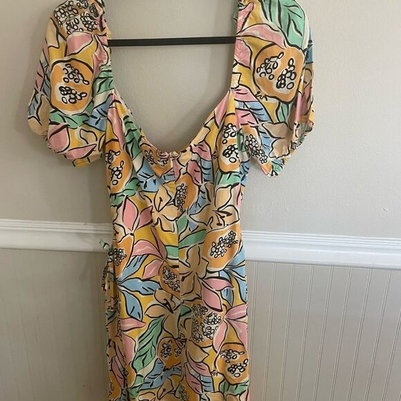 ASTR The Label Floral Puff Sleeve Cut Out Mini Dress Women's Size Large - Picture 9 of 11